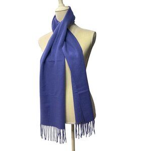 Enzo Mantovani Wool Cashmere Scarf Purple Fringe Ends Measures Approx. 64" X 12"